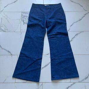 CO x Francis Girbaud linen cotton blend wide leg flare jean size women's 8
